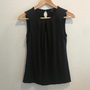 Ann Taylor Black Pleated Cutout Sleeveless Top (S)